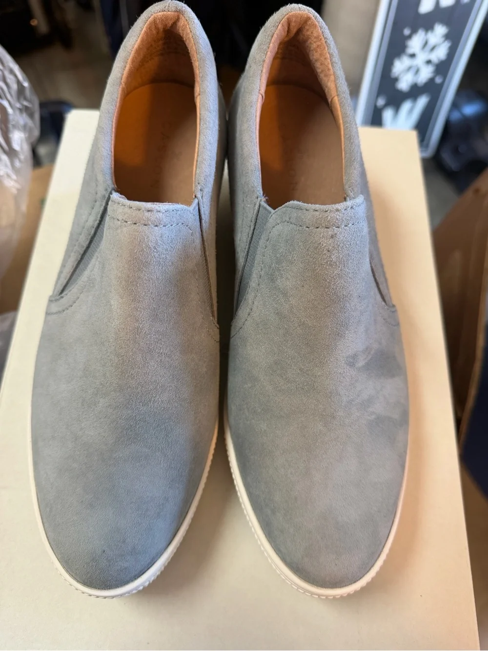 Caslon Light Blue Suede Slip-On Wedge Sneakers